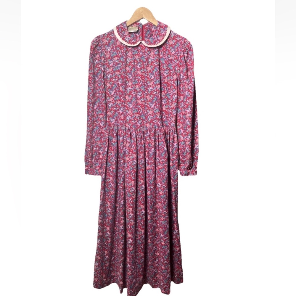 Vintage Laura Ashley Womens 80s Mother & Child Peter Pan Collar Dress Cottage